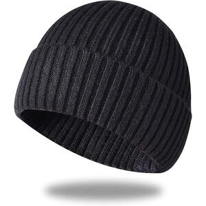 High-Quality Black Knit Beanie - 80% Acrylic & Wool for Ultimate Winter Comfort